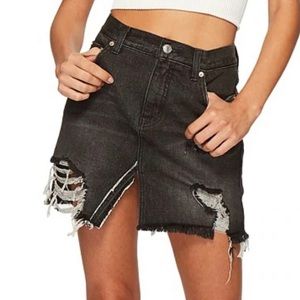Free People, Cotton Ripped Denim Skirt, brand new